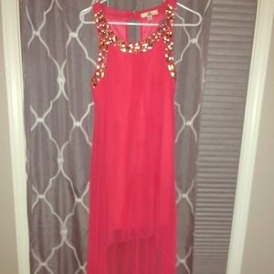 Pink sequence dress.